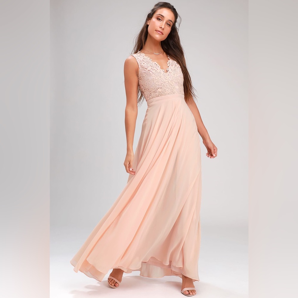 Lulu's Blush Pink Lace Bodice Maxi Dress